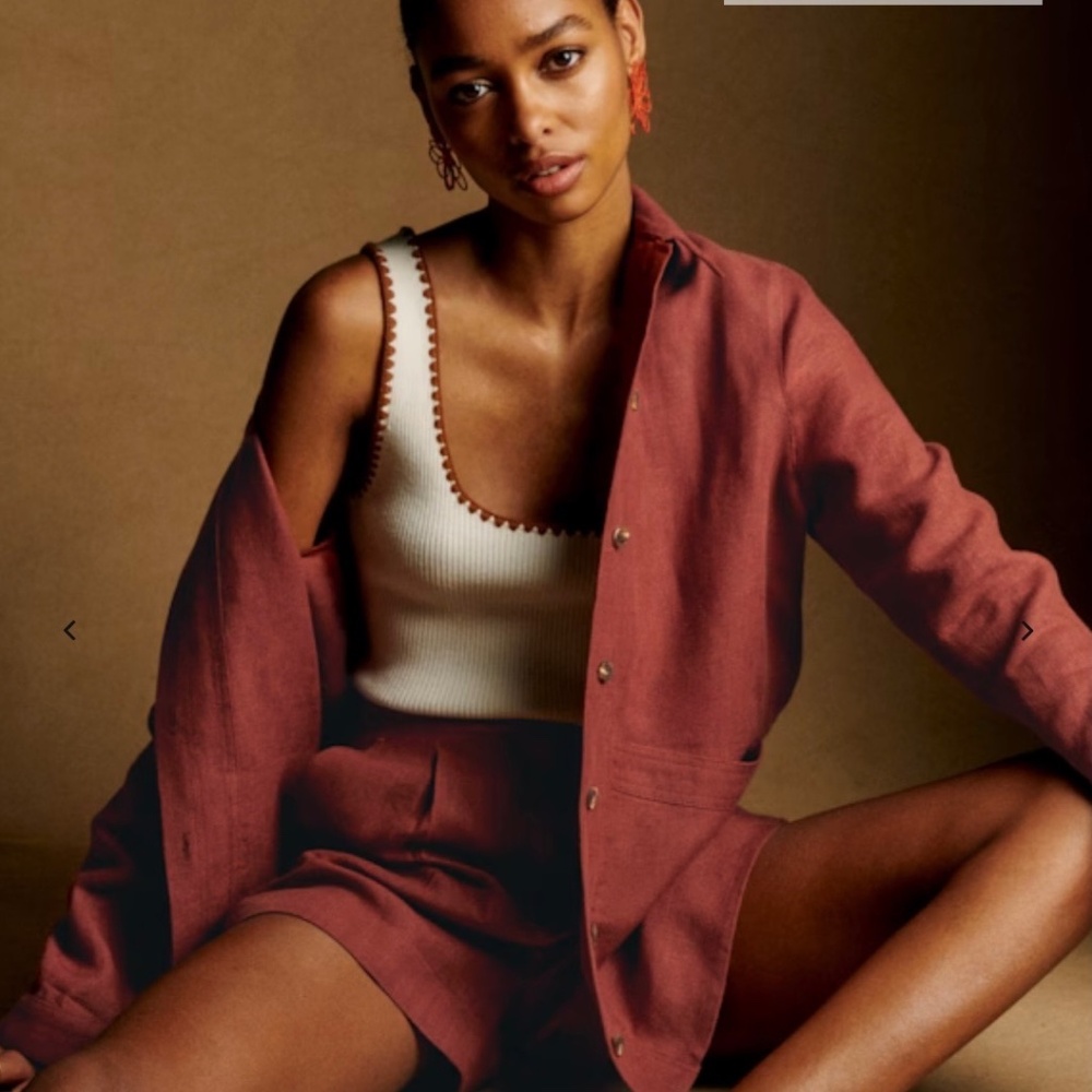 Sezane Will Jacket Chestnut Linen Size S NWT